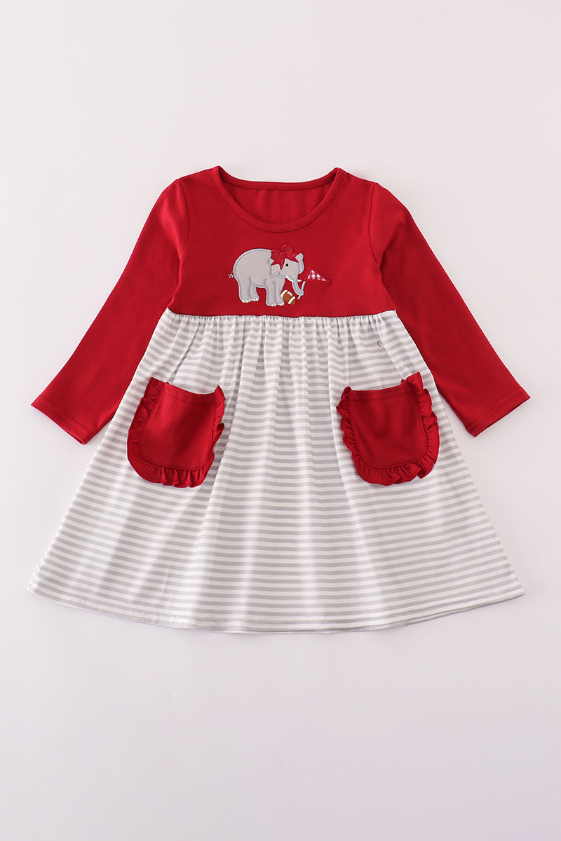 Alabama roll tide elephant applique stripe dress